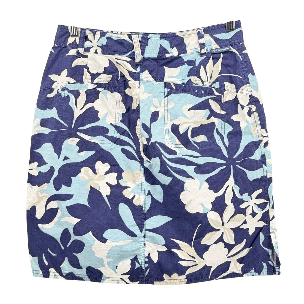 Columbia Floral Ripstop Mini Skirt‎ Womens 8 Blue XCO Cargo Hiking
